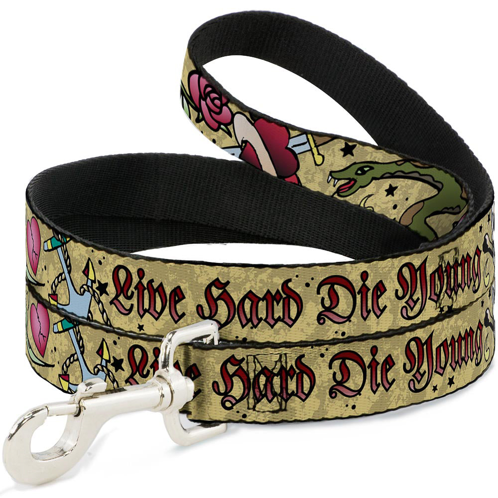 Dog Leash - Live Hard Die Young Tan