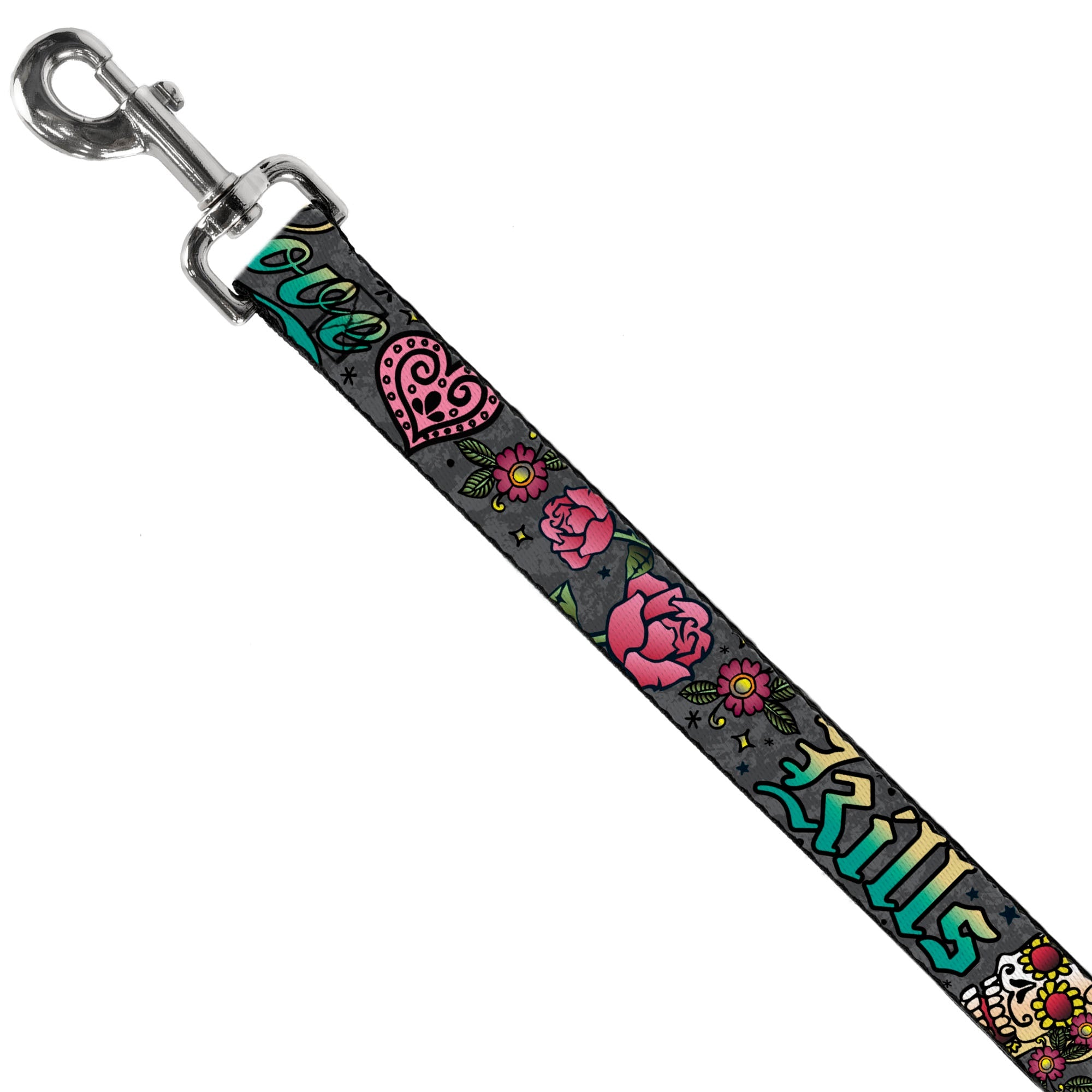 Dog Leash - Love Kills Gray