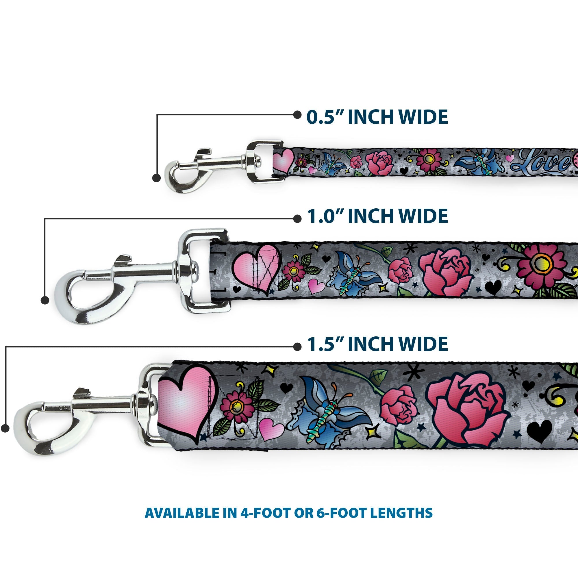 Dog Leash - Love Love Gray