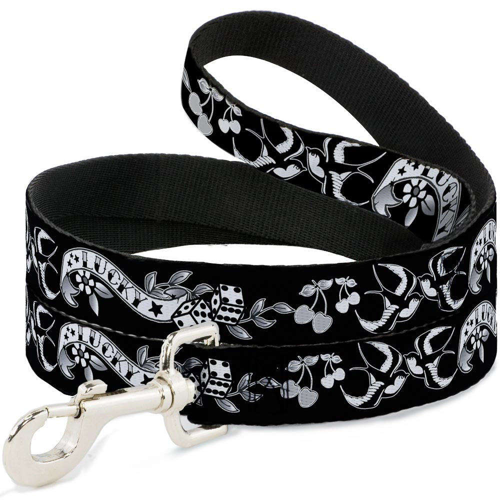 Dog Leash - Lucky Black/White