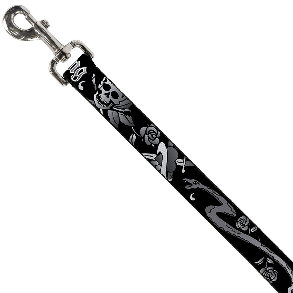 Dog Leash - Live Hard Die Young Black/White