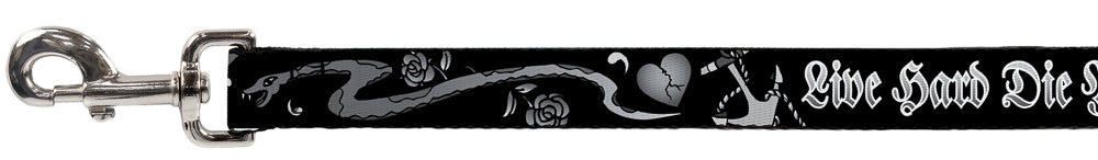 Dog Leash - Live Hard Die Young Black/White