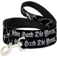Load image into Gallery viewer, Dog Leash - Live Hard Die Young Black/White
