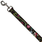 Dog Leash - Live Hard Die Young CLOSE-UP Black