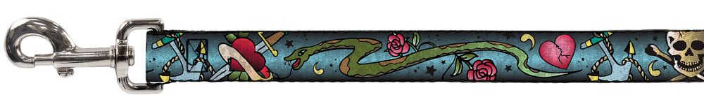 Dog Leash - Live Hard Die Young CLOSE-UP Turquoise