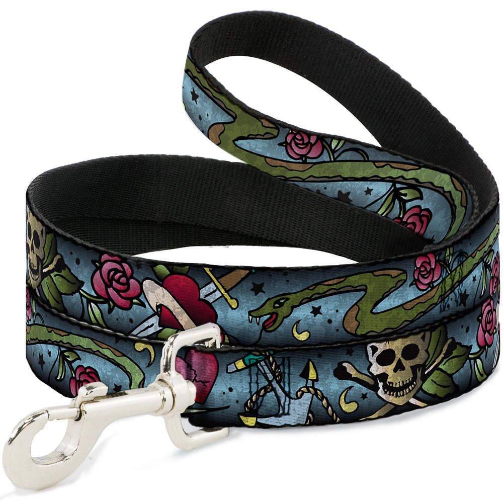 Dog Leash - Live Hard Die Young CLOSE-UP Turquoise