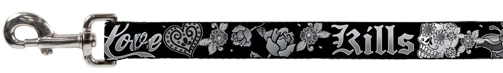 Dog Leash - Love Kills Black/White