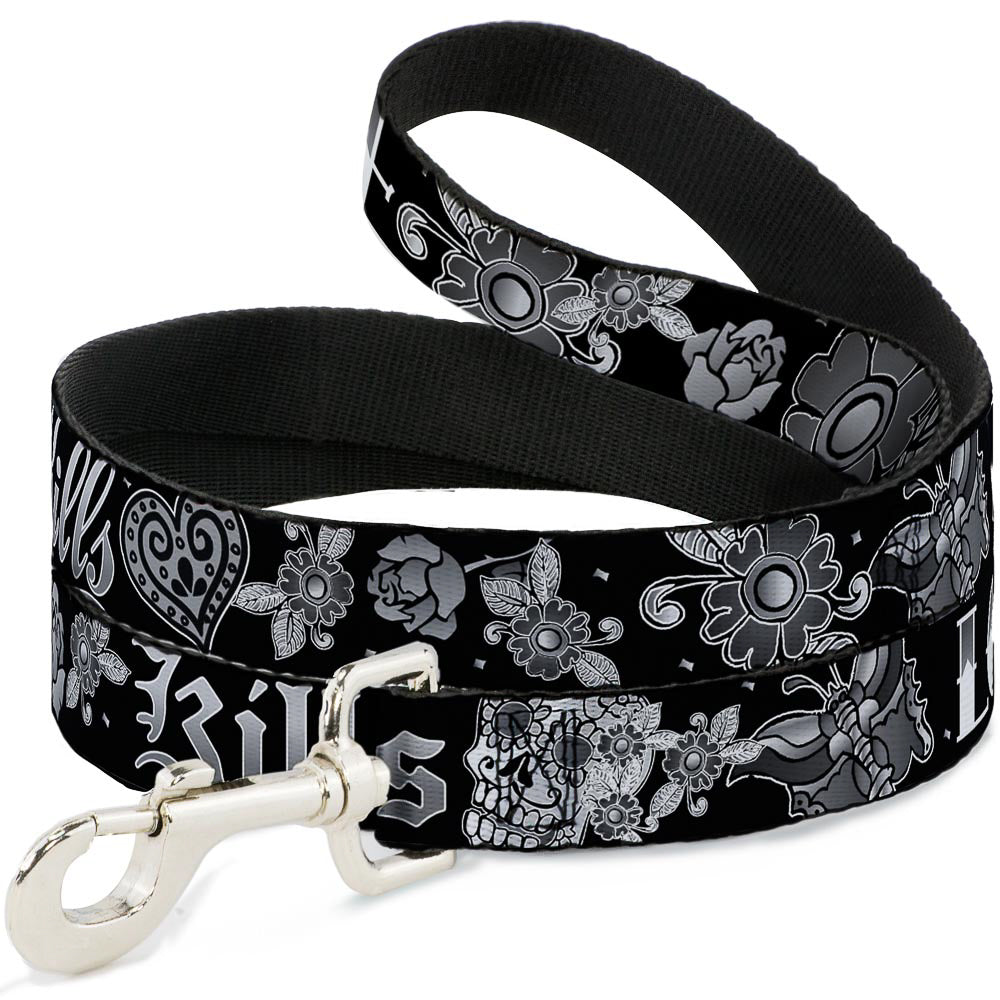 Dog Leash - Love Kills Black/White