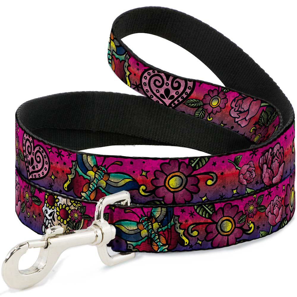 Dog Leash - Love Kills CLOSE-UP Pink