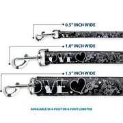 Dog Leash - Love Love Black/White