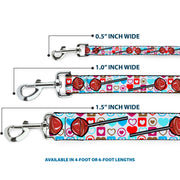 Dog Leash - Lollipop Hearts White