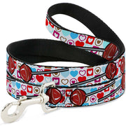 Dog Leash - Lollipop Hearts White