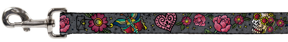 Dog Leash - Love Kills CLOSE-UP Gray