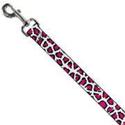 Dog Leash - Leopard White/Fuchsia