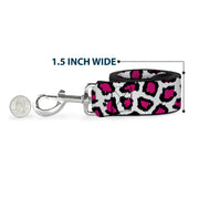 Dog Leash - Leopard White/Fuchsia
