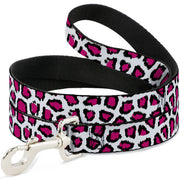 Dog Leash - Leopard White/Fuchsia