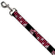 Dog Leash - Love Me w/Sketch Stars & Stripes Black/Fuchsia/White