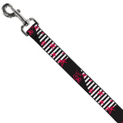 Dog Leash - Love Me w/Sketch Stars & Stripes Black/White/Fuchsia