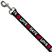 Dog Leash - Love/Hate Black/White/Fuchsia