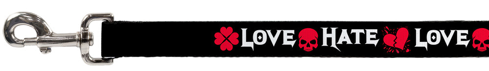 Dog Leash - Love/Hate Black/White/Fuchsia