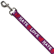 Dog Leash - Love/Hate Purple/White/Fuchsia