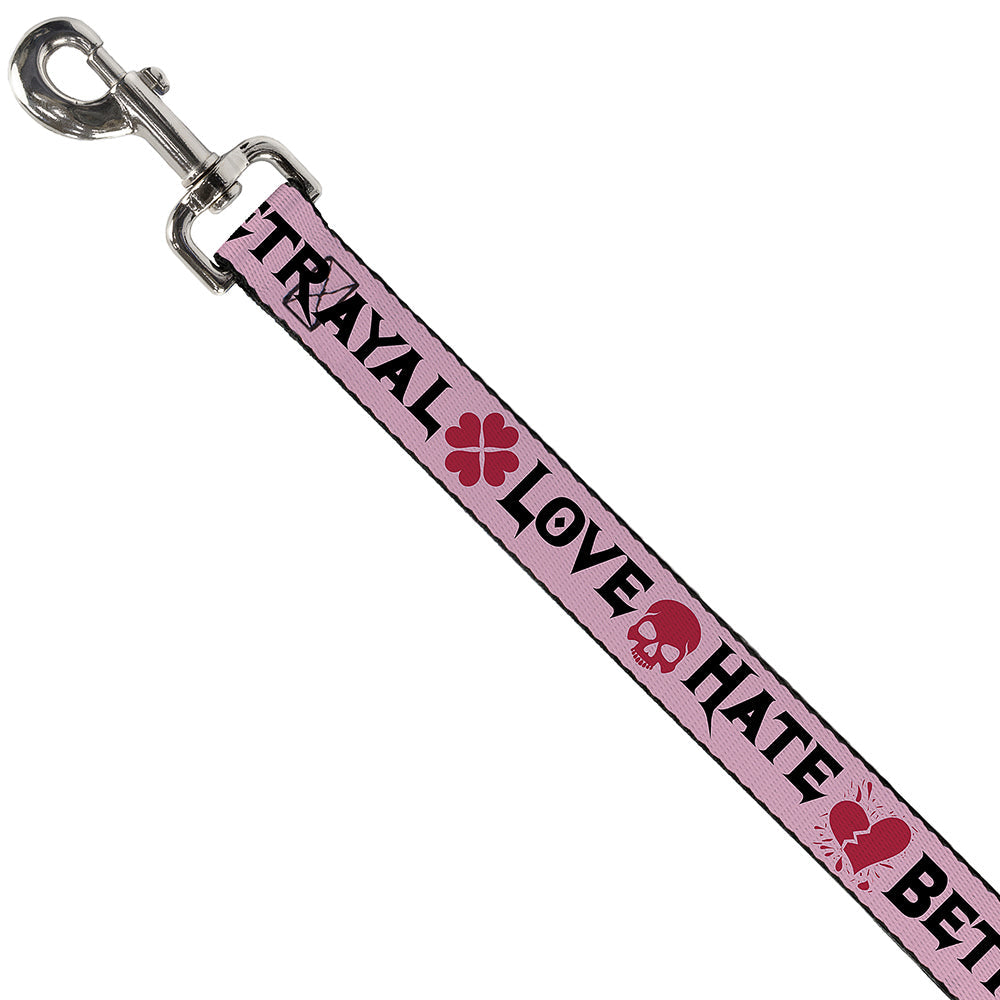 Dog Leash - Love/Hate/Betrayal Pink/Black/Fuchsia