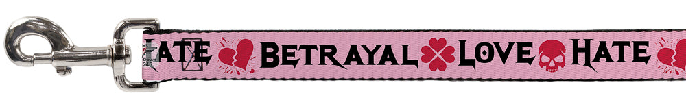Dog Leash - Love/Hate/Betrayal Pink/Black/Fuchsia