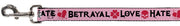 Dog Leash - Love/Hate/Betrayal Pink/Black/Fuchsia