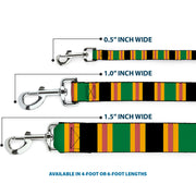 Dog Leash - Lines Black/Gold/Pink/Green