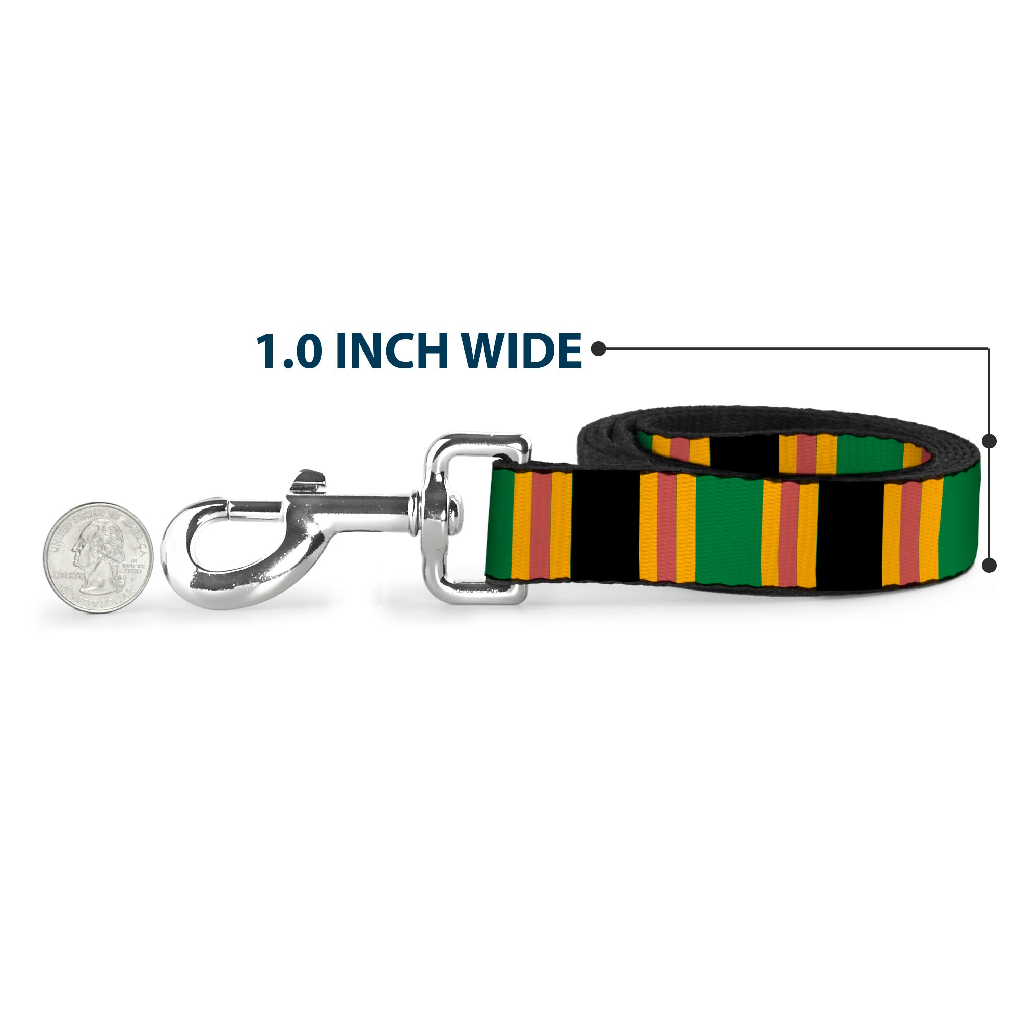 Dog Leash - Lines Black/Gold/Pink/Green