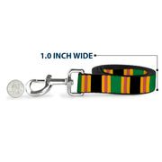 Dog Leash - Lines Black/Gold/Pink/Green