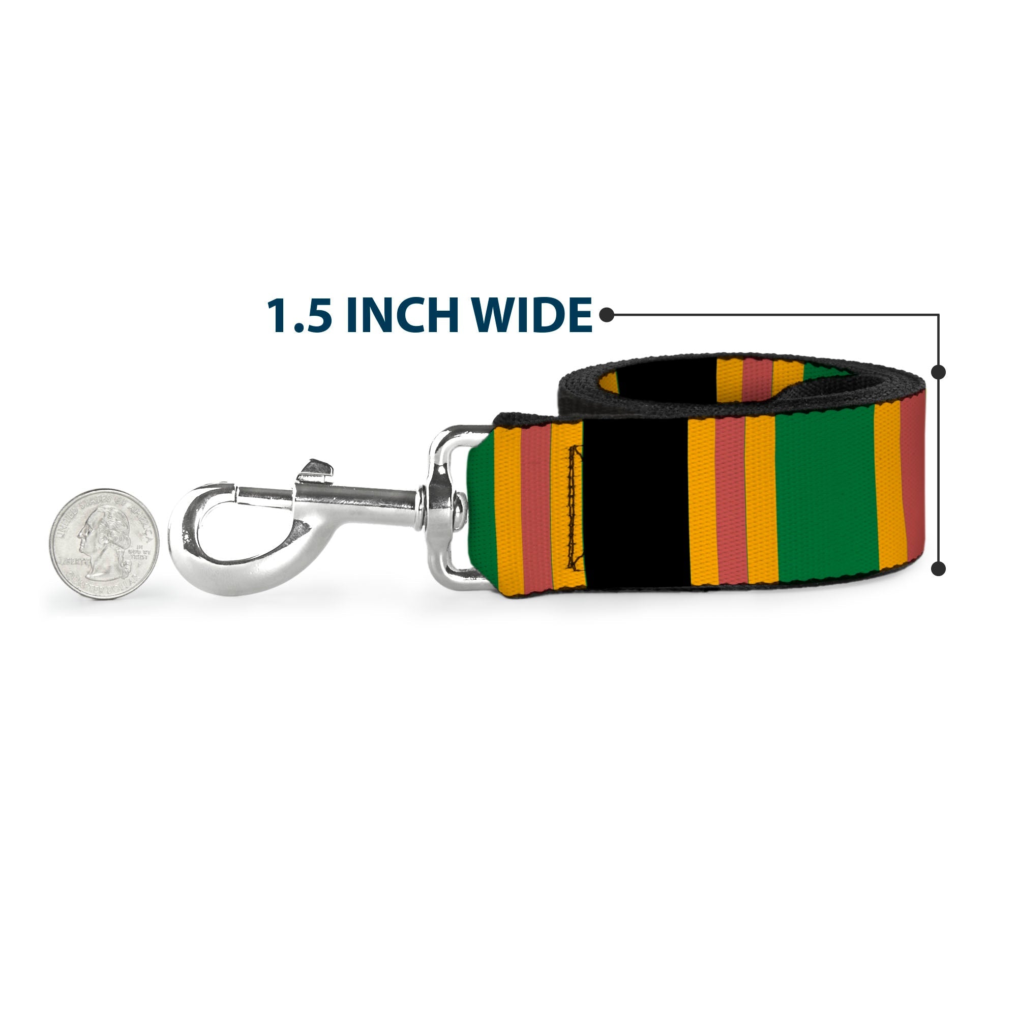 Dog Leash - Lines Black/Gold/Pink/Green