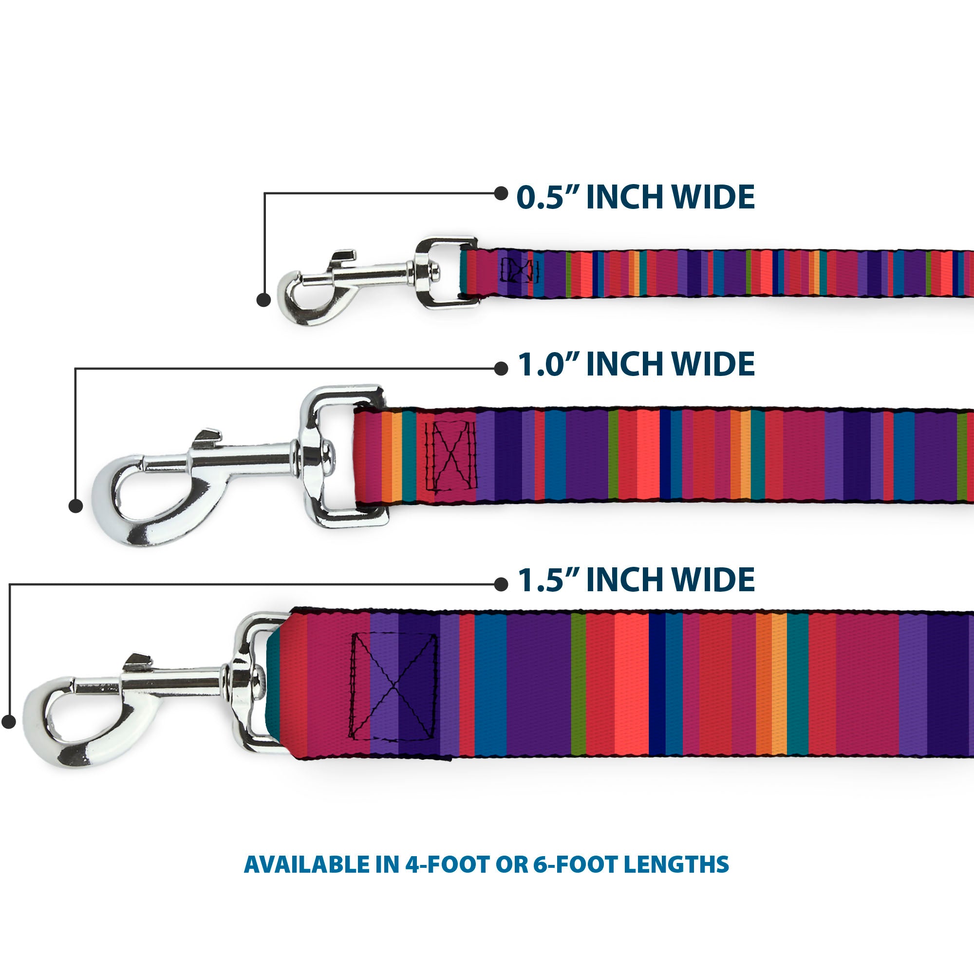 Dog Leash - Lines Reds/Purples