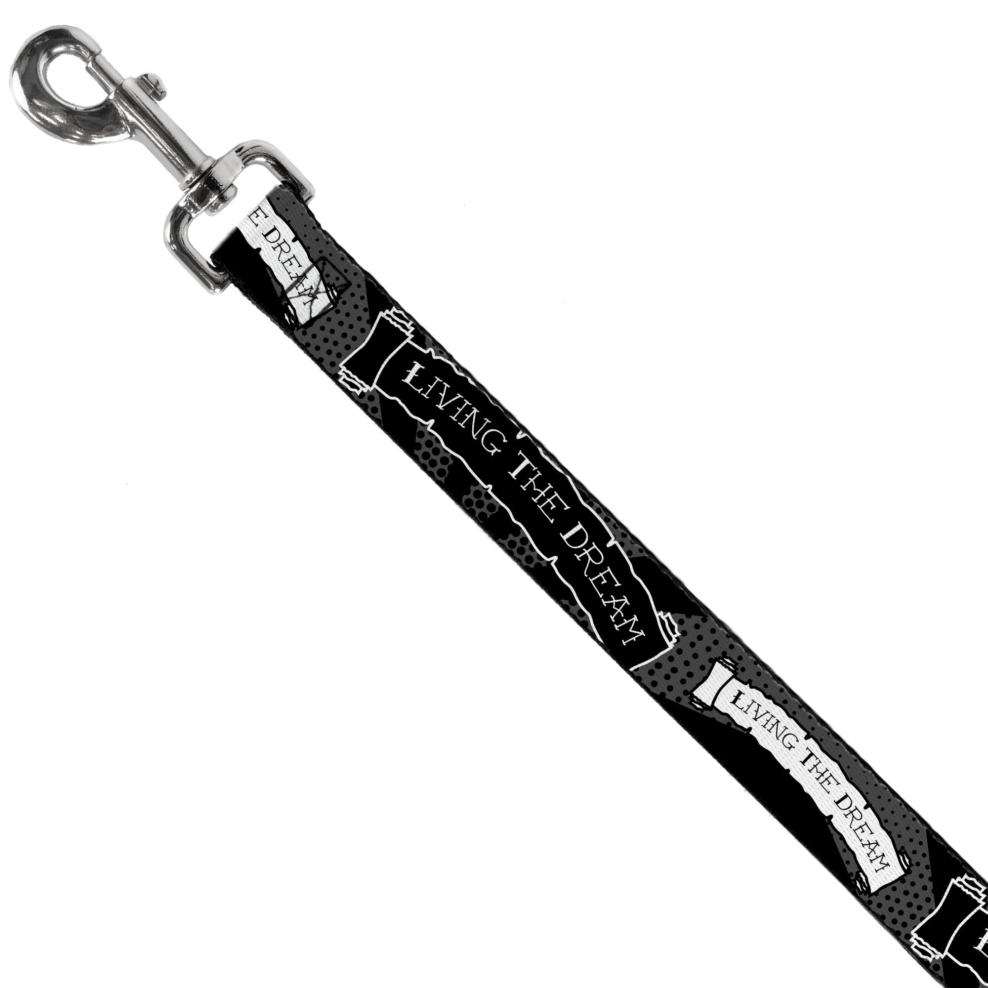 Dog Leash - LIVING THE DREAM Scroll Gray/Black/White