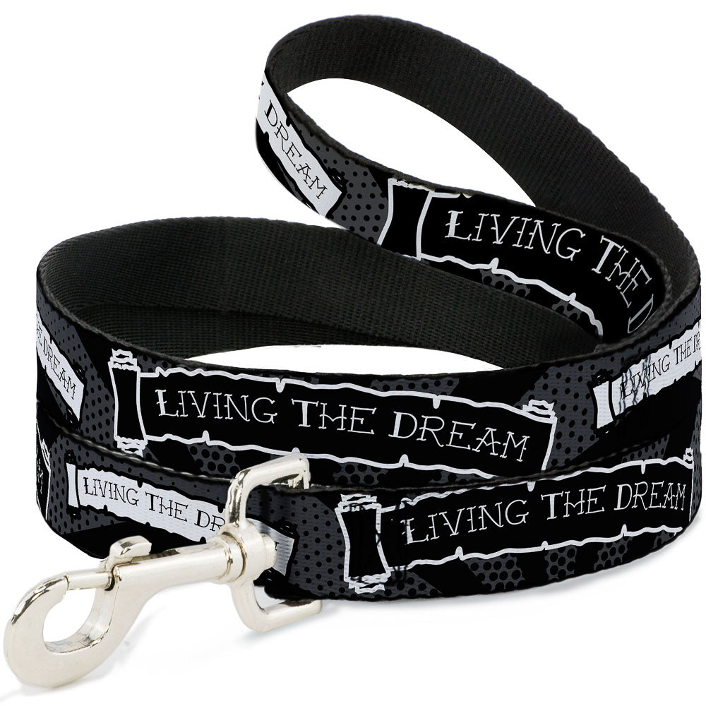 Dog Leash - LIVING THE DREAM Scroll Gray/Black/White