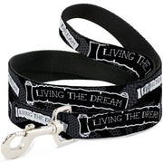Dog Leash - LIVING THE DREAM Scroll Gray/Black/White