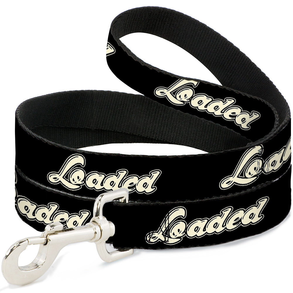 Buckle-Down Dog Leash - LOADED Script Black/Cream