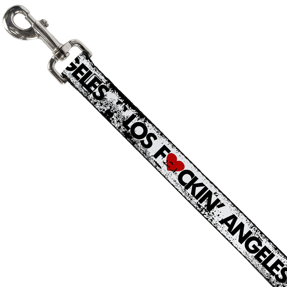 Buckle-Down Dog Leash - LOS F*CKIN' ANGELES Heart Weathered White/Black/Red