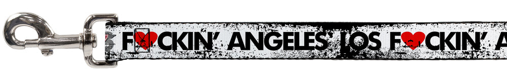 Buckle-Down Dog Leash - LOS F*CKIN' ANGELES Heart Weathered White/Black/Red