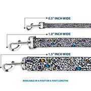 Dog Leash - Leopard White/Black/Multi Color