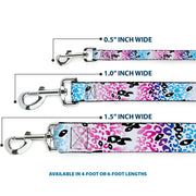 Dog Leash - Leopard White/Pinks/Blues/Black