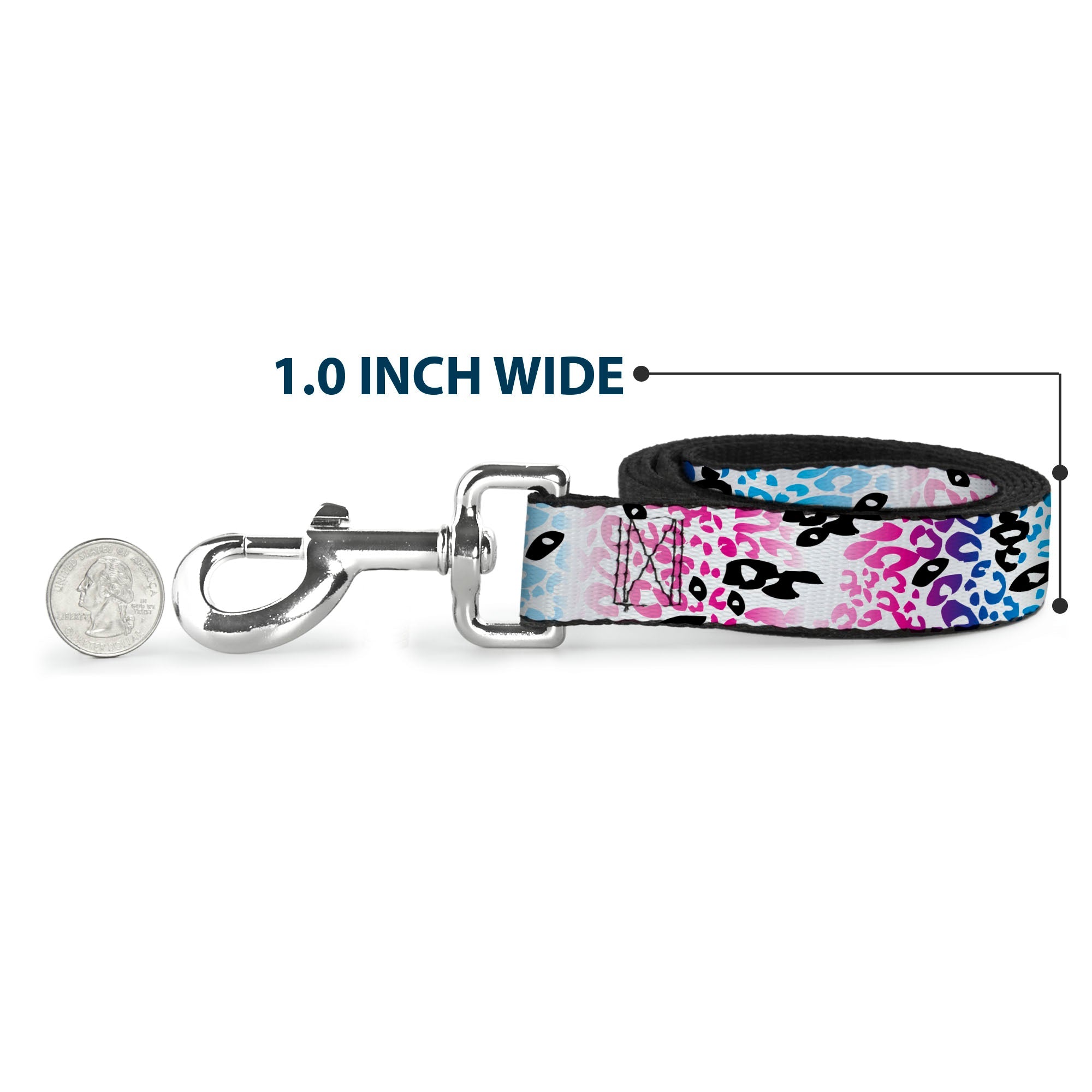 Dog Leash - Leopard White/Pinks/Blues/Black
