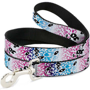 Dog Leash - Leopard White/Pinks/Blues/Black