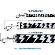 Dog Leash - Lightning Bolts Sketch Black/White
