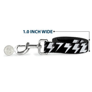 Dog Leash - Lightning Bolts Sketch Black/White