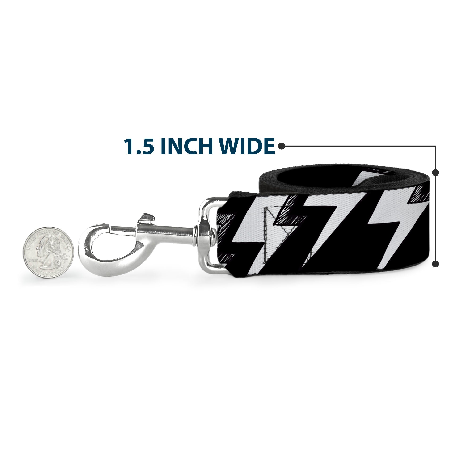 Dog Leash - Lightning Bolts Sketch Black/White