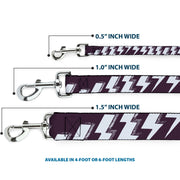 Dog Leash - Lightning Bolts Sketch Plum/White