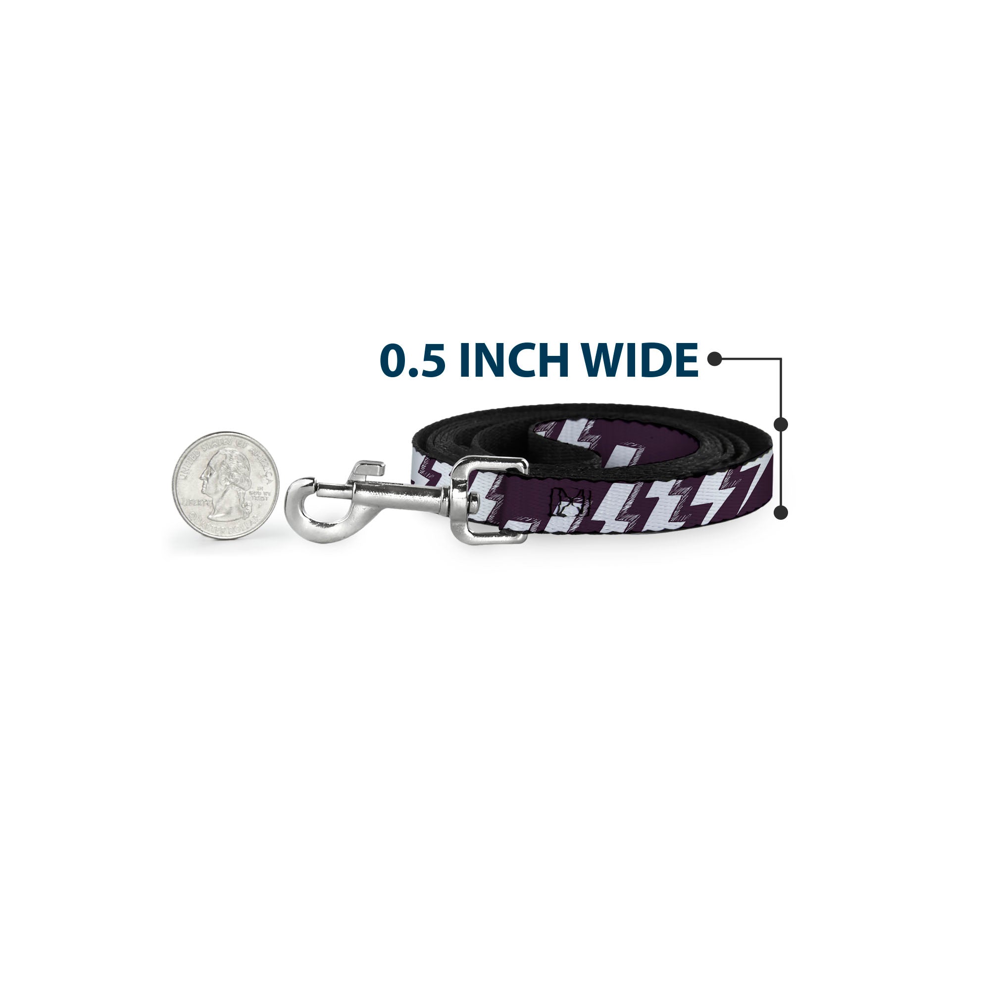 Dog Leash - Lightning Bolts Sketch Plum/White