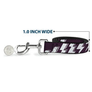 Dog Leash - Lightning Bolts Sketch Plum/White
