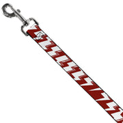 Dog Leash - Lightning Bolts Sketch Red/White